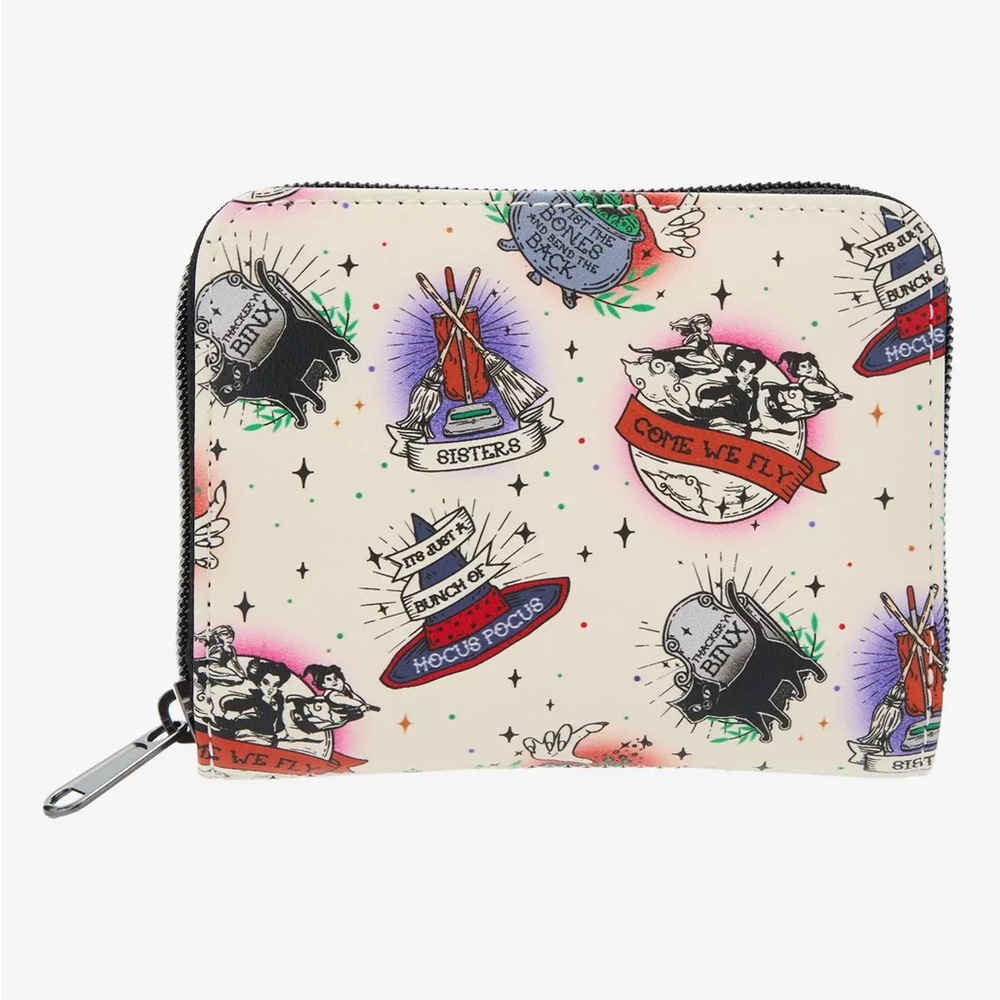 Loungefly DiISNEY Hocus Pocus Tattoo Icons Mini Zipper Wallet NEW